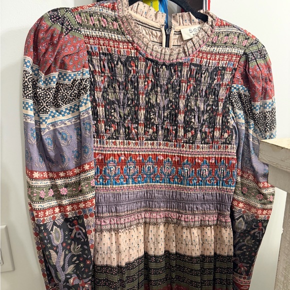 SEA Brooke Long sleeve multi color dress - Picture 5 of 9